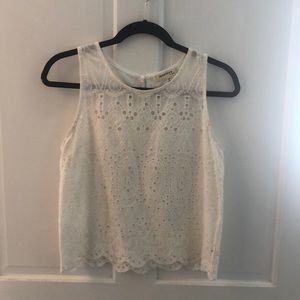 White eyelet top